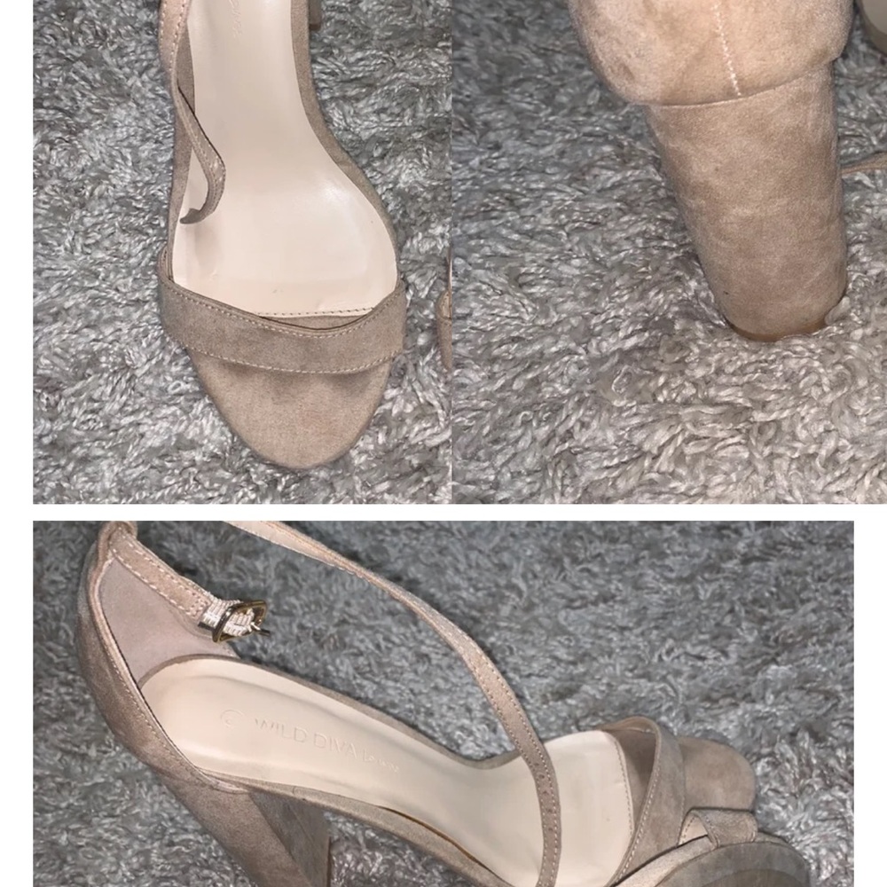Wild Diva Taupe Suede Heels